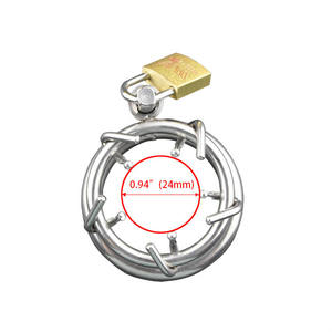 RVS zilveren platte mannelijke kuisheidsapparaat met klinknagels, <span class=keywords><strong>cock</strong></span> bondage <span class=keywords><strong>cage</strong></span>, penisring, BDSM seksspeeltjes voor mannen - Product Image 5