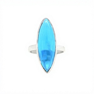 Anillo Bohemia de Plata de Ley 925 en Oro Rosa, el Más Vendido, Hecho a Mano con Topacio Azul y Hidrocuarzo de 10x30mm, Corte Marquesa, para Fiesta - Product Image 1