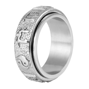 Fashion Religious Six Syllable Mantra <b>Titanium</b> Steel <b>Ring</b> Gold Men's Vintage Jewelry Gift Occasion Letter Pattern Geometric - Product Image 5