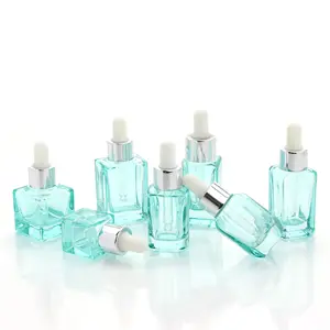 Lüks kozmetik ambalaj boş doldurulabilir boyalı özel renk 5ml 10ml 20ml 30ml cam Serum damlalıklı şişe