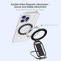 Support de téléphone portable magnétique en alliage d'aluminium argenté, réglable en hauteur, rotatif, anti-corrosion, portable, pour bureau et tableau de bord de voiture