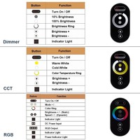 5V-24V Cob SMD RGBW RGB CCT Controlador de brillo Dimmer Led Strip Light Control remoto Dimmer