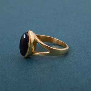 Bague en obsidienne noire marquise, plaquée or 14 carats, en laiton, bijoux bohèmes pour mariage, fiançailles, cadeau - Product Image 4