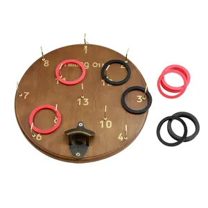 Rubber Wood Wall <strong>Ring</strong> <strong>Toss</strong> <strong>Game</strong> Play with Opener for <strong>Drinking</strong> <strong>Game</strong> - Product Image 1