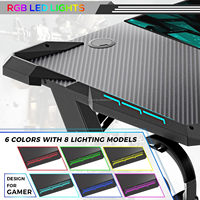 Achetez un grand bureau de jeu électrique LED en métal noir pour ordinateur portable PC, avec chaise incluse, ensemble de table de jeu RGB pour le gaming