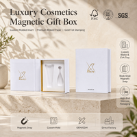 Kotak Hadiah Perawatan Kulit Berkualitas Tinggi, Papan Ivory Berlapis Spons, Laminasi Matt, Insert Die Cut, Kemasan Hadiah Serum Krim, Magnetik, Kaku
