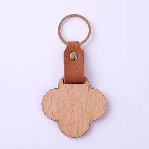 Hight Quality <b>Lettering</b> Irregular <b>Wooden</b> Key Chain Eco-friendly Personalized Shape With Leather - Product Image 2