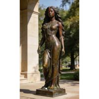 Statue de Figurine en Bronze Faite à la Main de Style Africain, Décoration Artistique par Coulée à la Cire Perdus