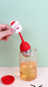 Natale Extra Fine maglia infusore creativo riutilizzabile in acciaio inox filtro in Silicone manico per sfuso foglia di <span class=keywords><strong>tisana</strong></span> tazza di tè - Product Image 4