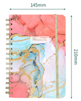 Cuaderno de Tapa Dura A5 con Espiral, Cubierta de Tela, 80 Hojas, Diario para Estudiantes y Oficina, con Correa Enrollable
