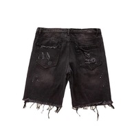 Shorts en jean pour hommes, taille plus, style vintage, délavé, avec franges, déchirures, style baggy