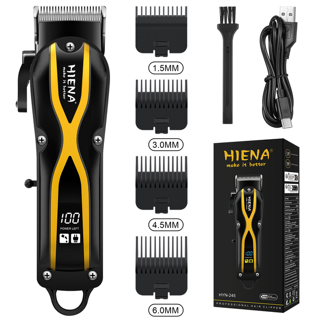 HIENA Beard Trimmer for Men Professional Barber Clipper With LED Display Portable High Quality USB Charging Hair Cutting Tool