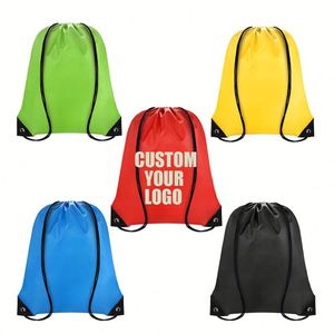 Custom 210D Nylon Polyester Draw String <b>Backpack</b> Waterproof Foldable Design for Sports Gym Swimming & Traveling - Product Image 1