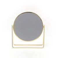 Miroir de maquillage de bureau rond, simple face, en verre HD, avec support en métal doré pour table de toilette de chambre à coucher