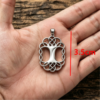Collier pendentif ovale en acier inoxydable avec motif arbre de vie celtique, amulette en nœuds irlandais, cadeau de bijoux pour hommes et femmes