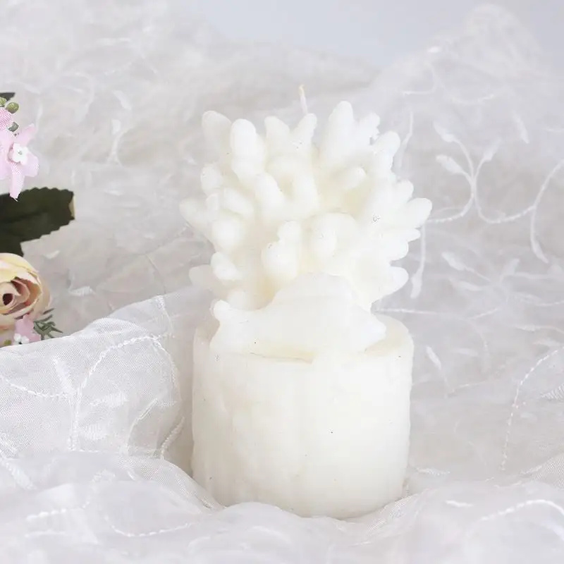SSY782 bougies de luxe style mer, bougies parfumées à la cire de soja, bougies à fleurs de corail blanc pur, personnalisées à la main