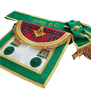 AASR Scottish Rite Master Mason Apron | Hand Embroidery Aprons | Tartan Fabric Half Circle Flap - Product Image 1