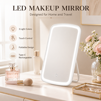 Miroir de maquillage LED portable réglable pour bureau, miroir cosmétique de table pour chambre à coucher et dortoir