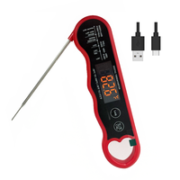 Termometer Panggangan Digital Isi Ulang dengan Layar LED Tipe-C untuk Barbekyu, Oven, Penggorengan, Dapur & Penggunaan Rumah Tangga