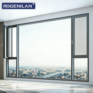 Fenêtre à battant extérieure Rogenilan sur mesure en aluminium étanche à double vitrage trempé avec moustiquaire - Product Image 1
