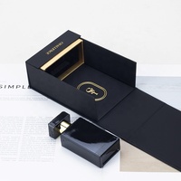 Boîte Cadeau Rigide en Carton Noir Personnalisée Logo Gaufré Or pour Bouteille de 100ml de Parfum, Huile Essentielle d'Oud et Attar