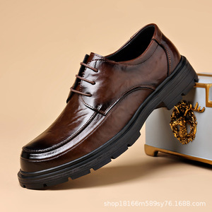 Chaussures de luxe - Mocassins formels pour hommes à bout rond avec semelle en caoutchouc, chaussures en cuir noir, chaussures de mariage - Product Image 5