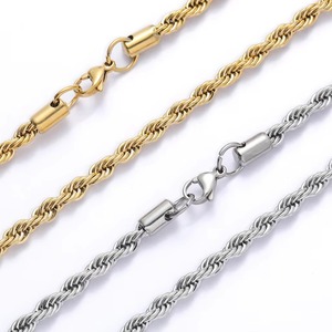 2mm/3mm/4mm/5mm 힙합 18K PVD 골드 도금 남성 체인 고급 보석 스테인레스 스틸 트위스트 로프 체인 목걸이 - Product Image 5