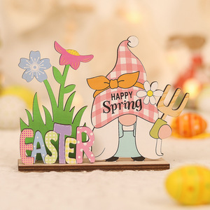 Nuevos Adornos de Madera Rústicos Pastorales de Conejo y Cesta de Pascua con Diseño de Dibujos Animados para Venta al por Mayor - Product Image 2