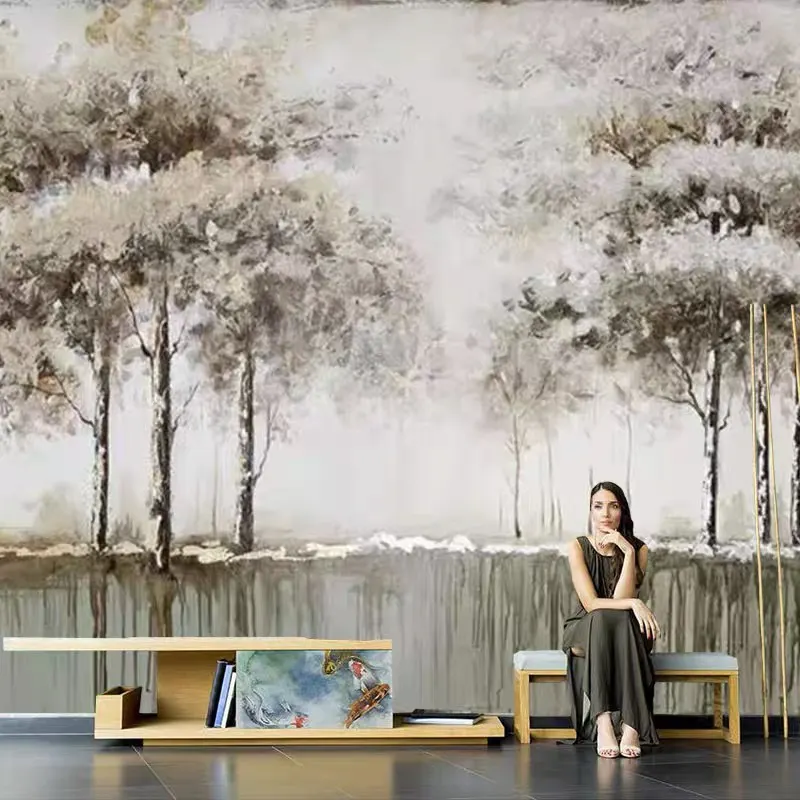 Murales de pared 3D personalizados papel pintado moda moderna Arte Abstracto relieve pintura al óleo árbol sala de estar TV Fondo Mural papel de pared