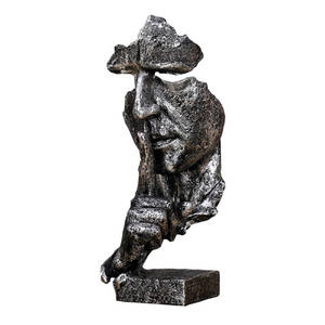 Polyresin/résine décor à la maison Le Silence est D'or-Artisanal Silencieux Hommes Statues Résine Sculpture Abstraite Décoration De Bureau - Product Image 1