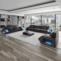 Canapé d'angle en cuir véritable de haute qualité pour maison intelligente, ensemble 1+2+3 places avec rembourrage en éponge pour salon