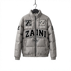 ZAINI <b>Men</b> Premium Puffer <b>Jacket</b> 100% Polyester Worsted Fabric 500g Blue Quilted Panel Design Waterproof Windproof Stand Hooded - Product Image 1