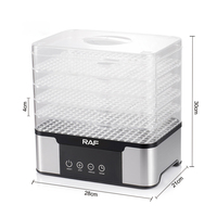 Déshydrateur alimentaire RAF R.6801 350W à 5 plateaux, chaleur réglable de 35 à 70°C, faible bruit, séchage rapide pour fruits, viande, herbes, machine de séchage pour la maison et la cuisine