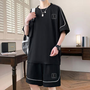 Factory High Quality Custom Summer Men's Casual Loose Short Sleeved Shorts Set Casual Two-Piece <strong>T</strong>-<strong>Shirt</strong> Set - Product Image 2