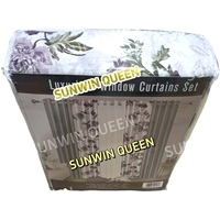 Nouveaux modèles personnalisés 5/7 pièces Faux soie plante imprimé Floral oeillets rideau rideaux tissu salon chambre rideaux en polyester