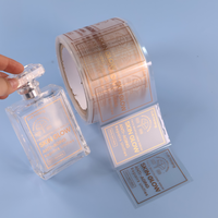 Autocollants personnalisés, étiquettes en vinyle holographique transparent, estampage à chaud, impression multicolore, imperméables pour flacon d'huile de parfum