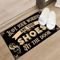 Tapis de bienvenue amusant Kongyu Home Textiles, laissez vos soucis derrière vous, noir et or, antidérapant, tapis d'entrée vintage, décoration intérieure et extérieure