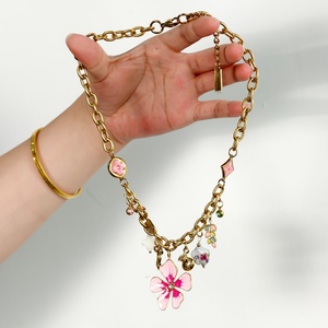 Collier personnalisable multi-breloques en alliage de zinc plaqué or avec chaîne en acier inoxydable – Créez votre propre cadeau tendance pour femme Zoryn Travel - Product Image 1