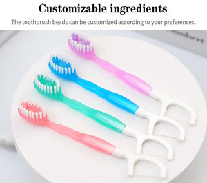 Brosse à dents jetable portable 5 en 1 avec perle d'éclatement Technologie d'une brosse Poils moyens Outil de soins dentaires pratique - Product Image 5