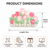 Pince à cheveux florale grande taille personnalisée, motifs tulipe, rose, lys, myrtille, style coréen doux, vente en gros pour femmes