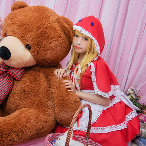 Zixiao Little Red Riding Hood Cosplay Costume Women Adult Red Polyester Dress Set League Of Legends Annie Maid Outfit - Product Image 4