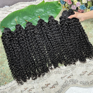 Extensions <span class=keywords><strong>de</strong></span> <span class=keywords><strong>cheveux</strong></span> humains 100% naturels bruts, pré-séparées, sans nœuds, pour tressage, avec ondulations profondes, effet plume et ligne plume, type Water Wave - Product Image 3