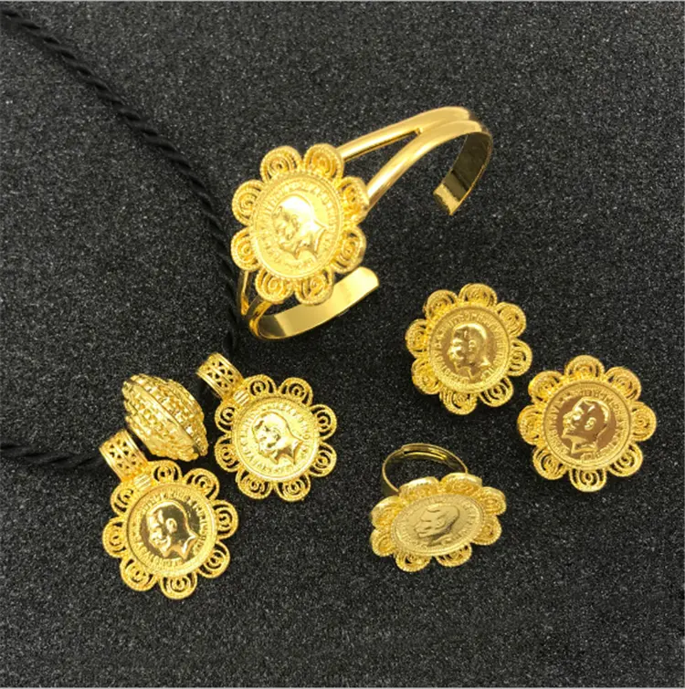 Penjualan Laris Set Perhiasan Emas Cincin Anting-Anting Aksesori Gelang Kalung