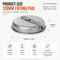 Poêle de camping ultralégère en titane, poêle à frire d'extérieur avec poignée pliable, pour randonnée, pique-nique, cuisson, OEM ODM