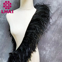 Vente en gros 2 plis épais franges d'autruche garnitures de plumes sur cordon o pour les femmes robe de mariage vêtements de danse accessoires de costume