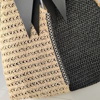Nouveau Sac à Bandoulière en Paille Tressée Bicolore Noir et Blanc 2026 – Sac à Main Polyvalent Fait Main pour Plage et Vacances d'Été