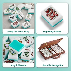 Juego <span class=keywords><strong>de</strong></span> Fichas <span class=keywords><strong>de</strong></span> Mahjong Americano <span class=keywords><strong>de</strong></span> 166 Piezas, Fichas Acrílicas Grabadas <span class=keywords><strong>de</strong></span> Inspiración Vintage, Indicador <span class=keywords><strong>de</strong></span> Viento, Dados, Estuche <span class=keywords><strong>de</strong></span> <span class=keywords><strong>Viaje</strong></span> <span class=keywords><strong>de</strong></span> Cuero Retro - Significativo - Product Image 3
