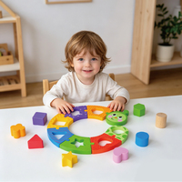 Máquina de Clasificación de Geometría de Madera Caterpillar, Juguete Educativo Preescolar para Niños, Geometría Cognitiva y Colores