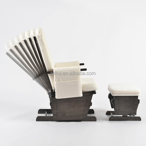 Fauteuil à bascule en bois pour allaitement et loisirs, en tissu sherpa, pour maman et bébé - Product Image 2