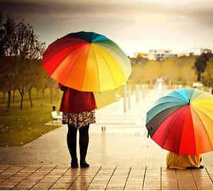 Rainbow Multi-color Long Handle <b>Windproof</b> J-shape Hook Handled <b>Umbrellas</b> Automatic Open Large Straight <b>Umbrella</b> for Promotional - Product Image 2